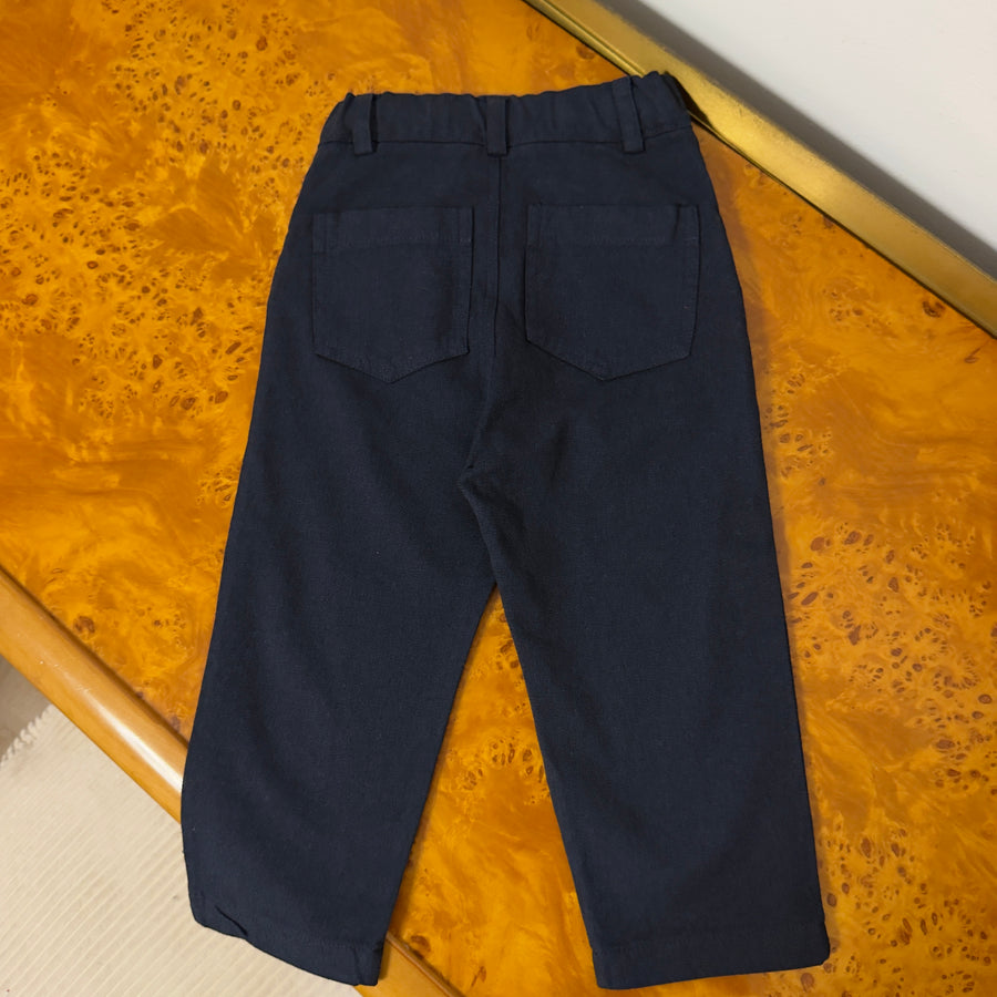 Pantalone Effetto Denim con Passanti -Notte