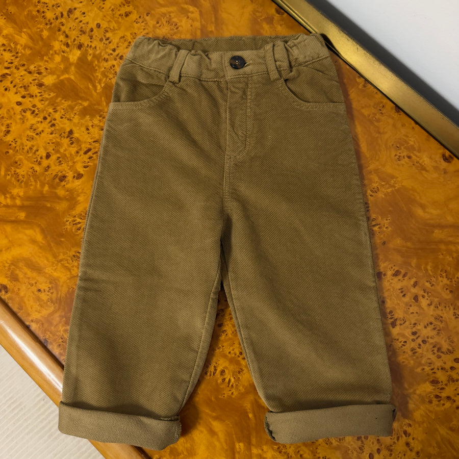 Pantalone in Microvelluto -Ocra