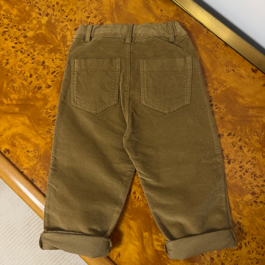 Pantalone in Microvelluto -Ocra