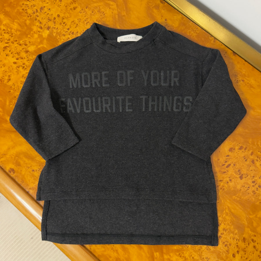 T-shirt in Caldo Cotone con Scritta Tono su Tono -Antracite