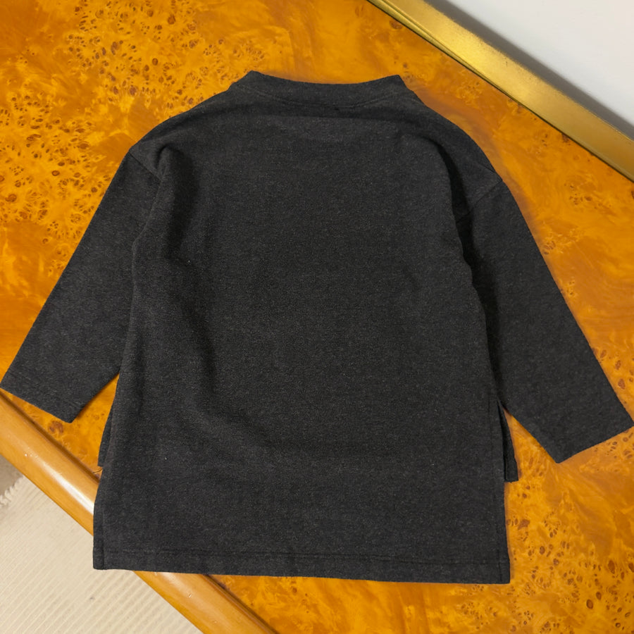 T-shirt in Caldo Cotone con Scritta Tono su Tono -Antracite