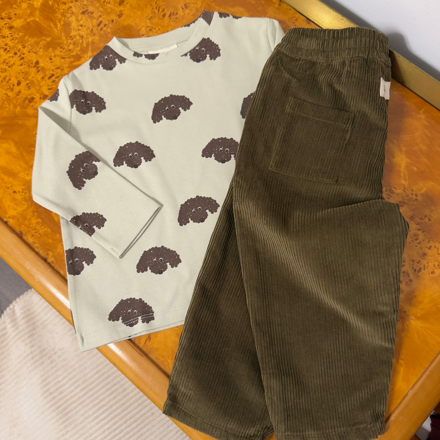 Pantaloni Carrot dark Olive  – Velluto a Coste in Cotone Bio