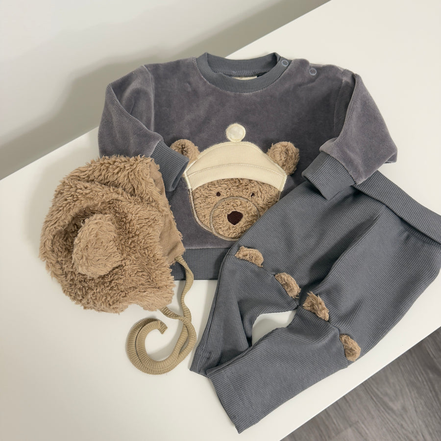 Cappellino baby in ecopelliccia con orecchie- beige