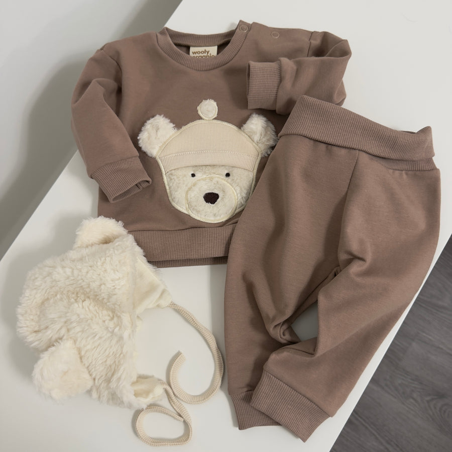 Pantalone baby in felpa di cotone organico taupe