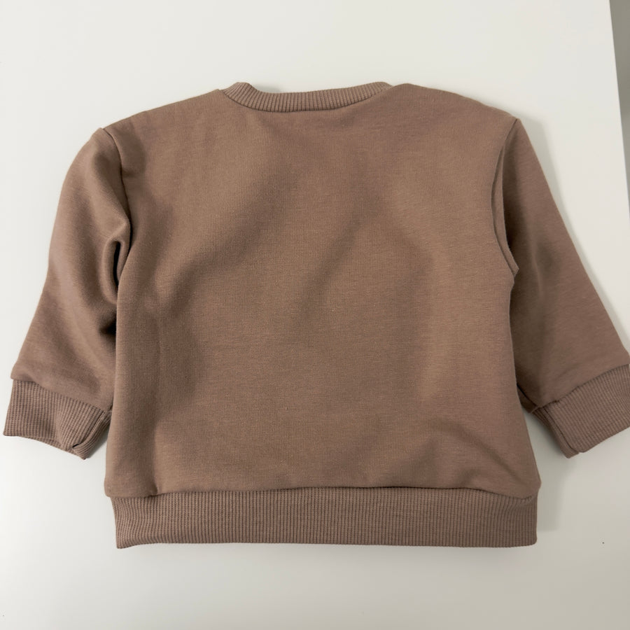 Felpa baby in cotone organico con orsetto 3D- taupe