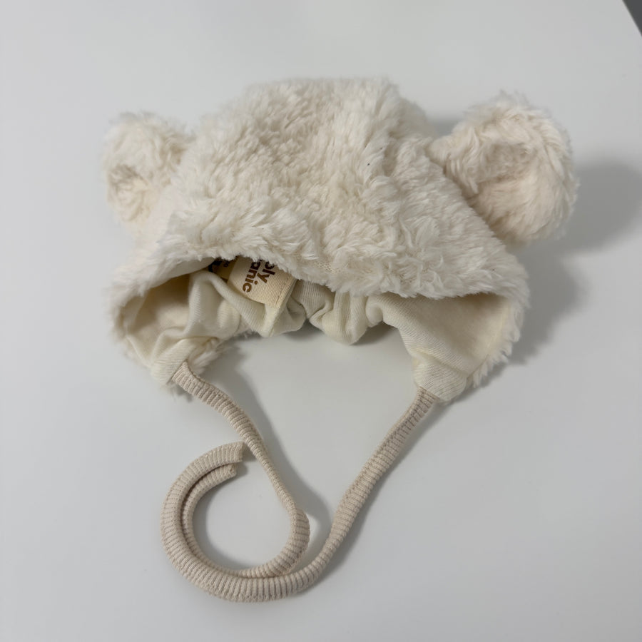Cappellino baby in ecopelliccia con orecchie- latte