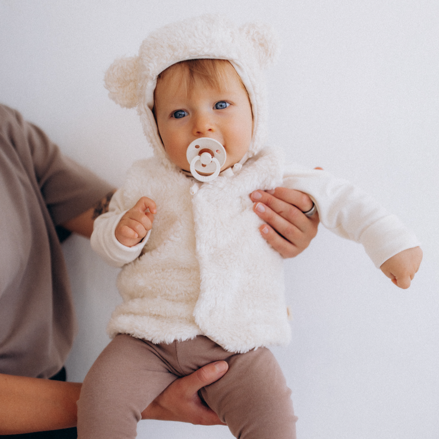 Gilet baby in ecopelliccia- écru