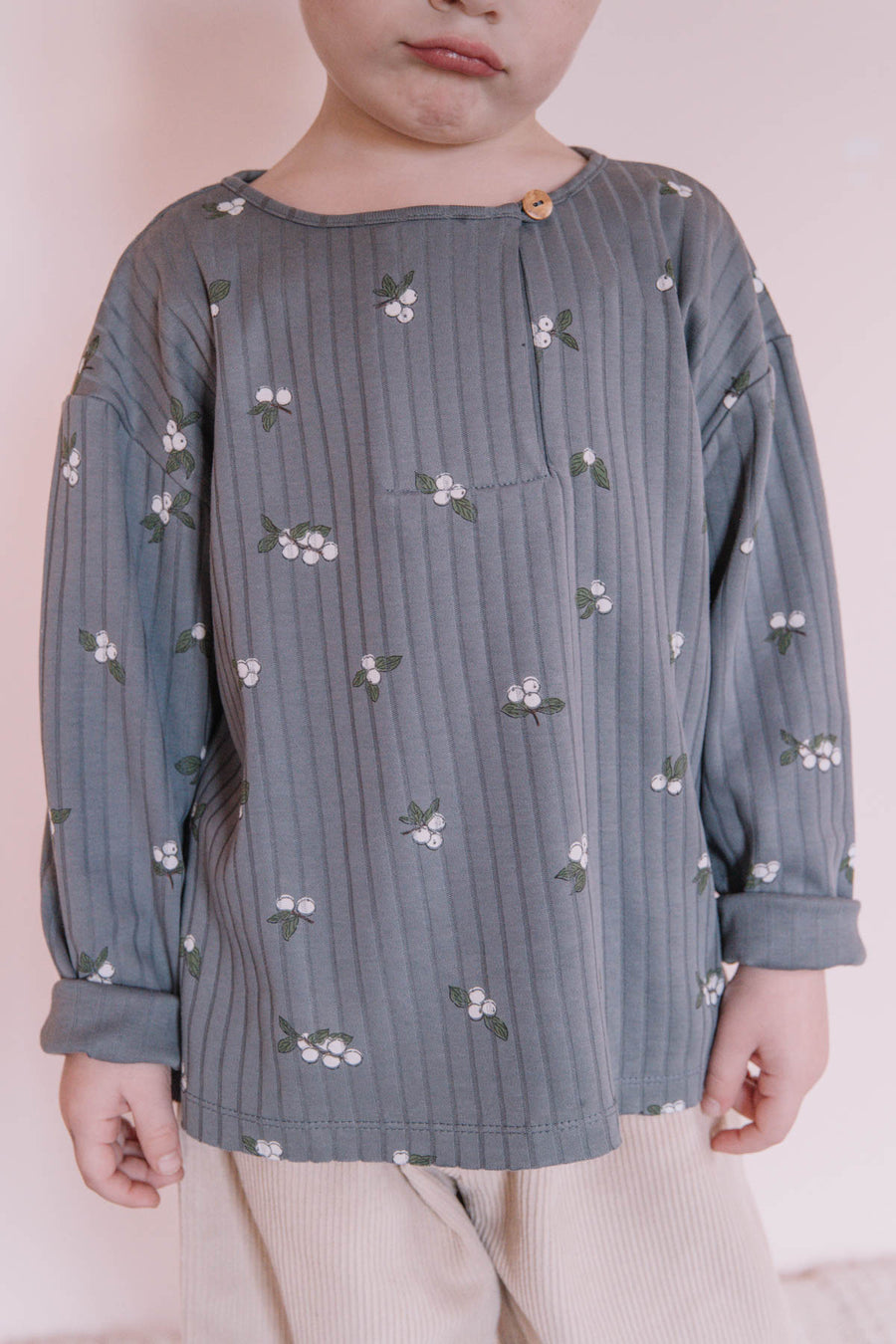 T-shirt Orso Blue/Gui in Cotone Bio a Costine